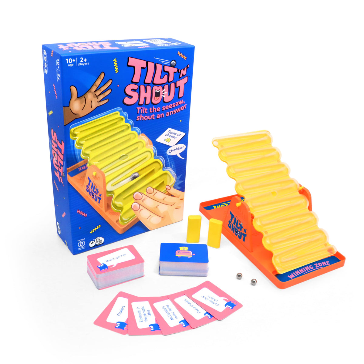 Big Potato Tilt 'n' Shout winning zone, score rounds and crown the champions.