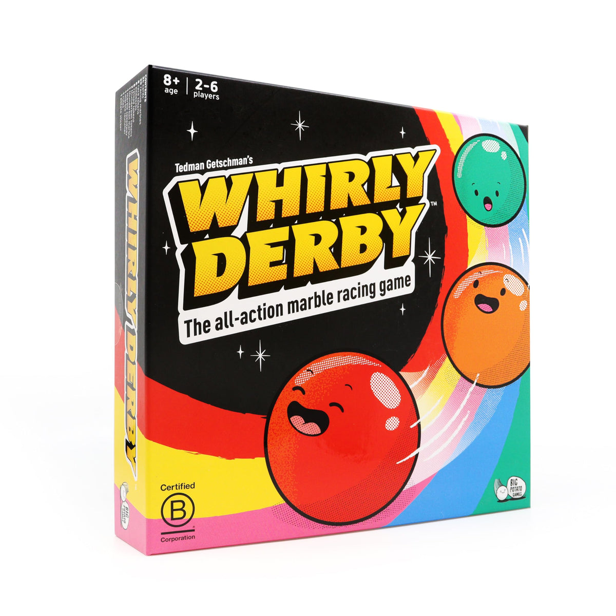 Big Potato Whirly Derby track in action, fast marbles racing