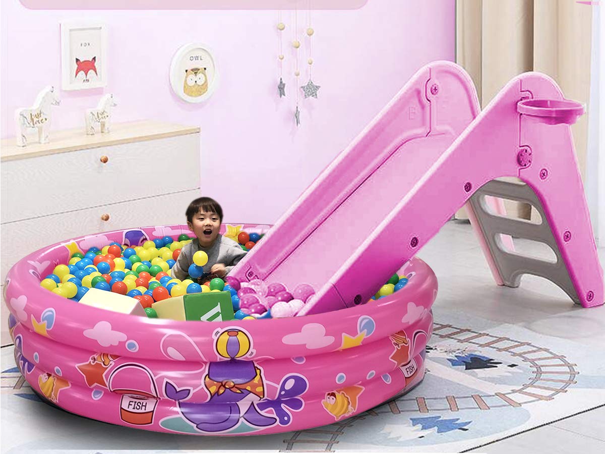 Big Summer 3 Rings Kiddie Pool pink drain hole bottom for easy emptying