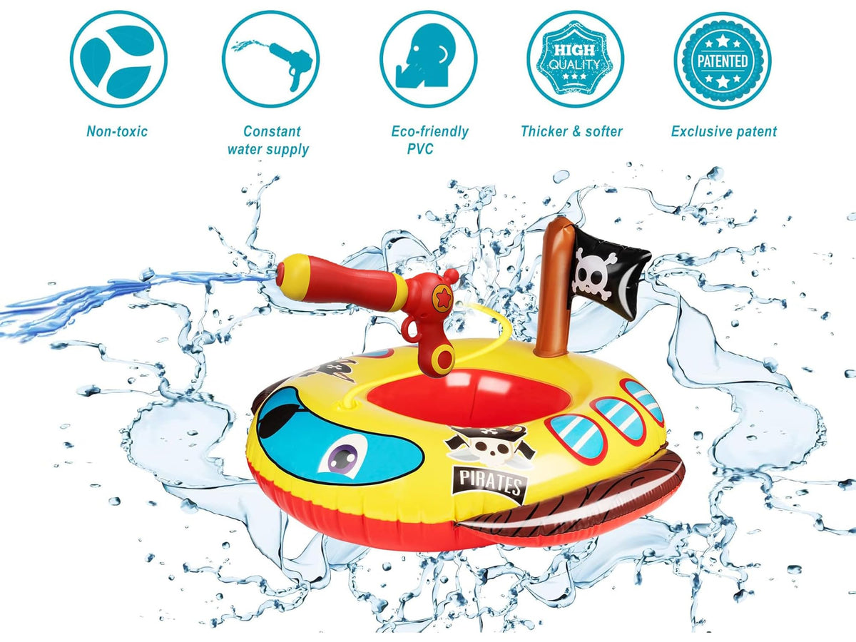 Big Summer toddler pirate ship pool float safe for ages 3-5