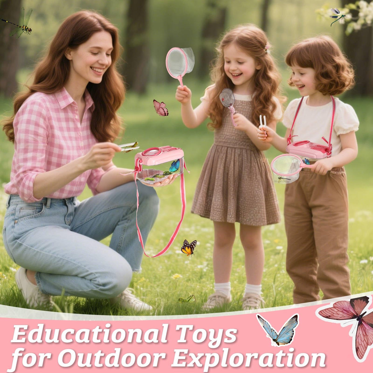 Biggun bug catcher kits pink adjustable strap enables easy carrying.