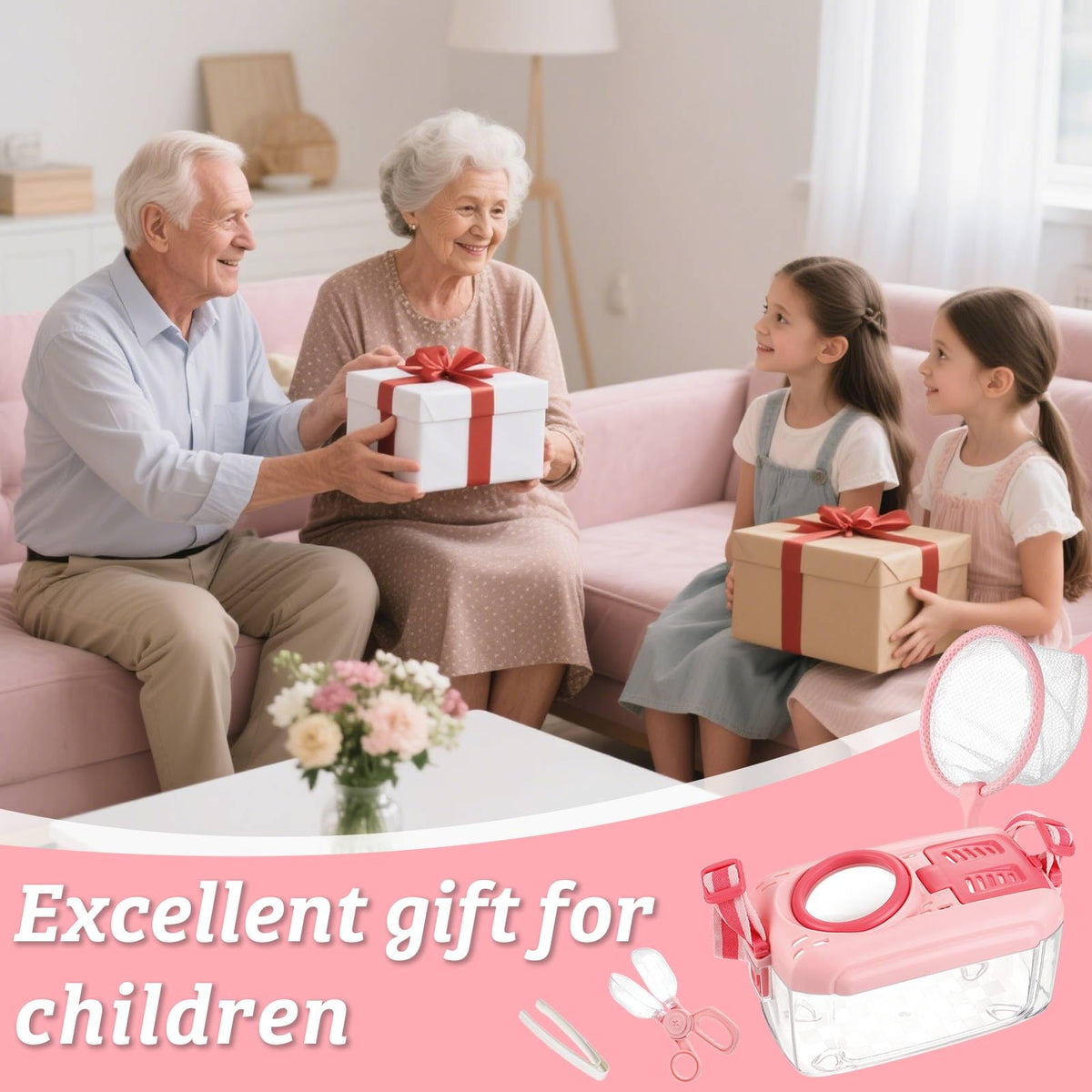 Biggun bug catcher kits pink magnifier helps tiny details come alive.