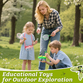 A child uses Biggun bug catcher outdoors for family exploration.