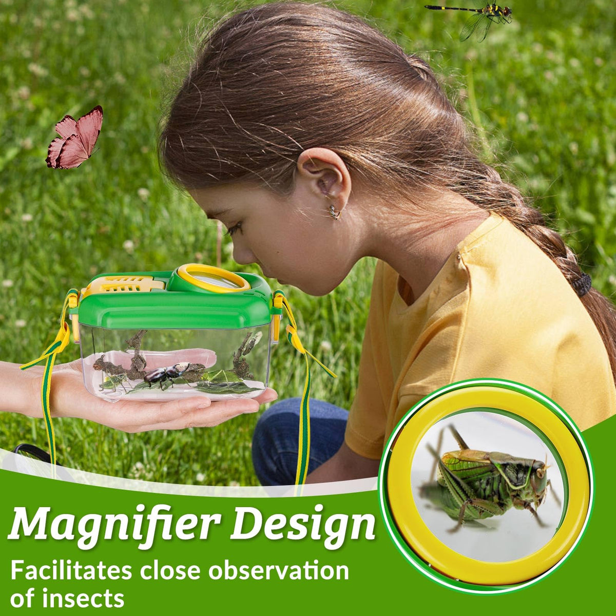 Biggun green butterfly net designed for small-creature capture
