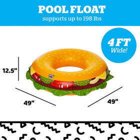 BigMouth Cheeseburger pool float in water ready for use