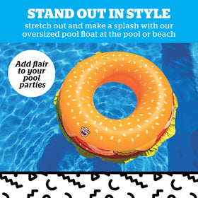 BigMouth Cheeseburger pool float side view ideal for lounging