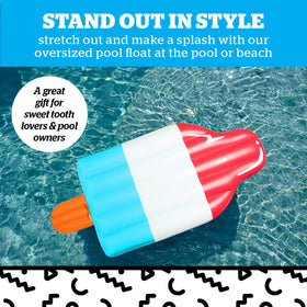 BigMouth Giant Ice Pop pool float measures 72x34x8 inches for versatile lounging.