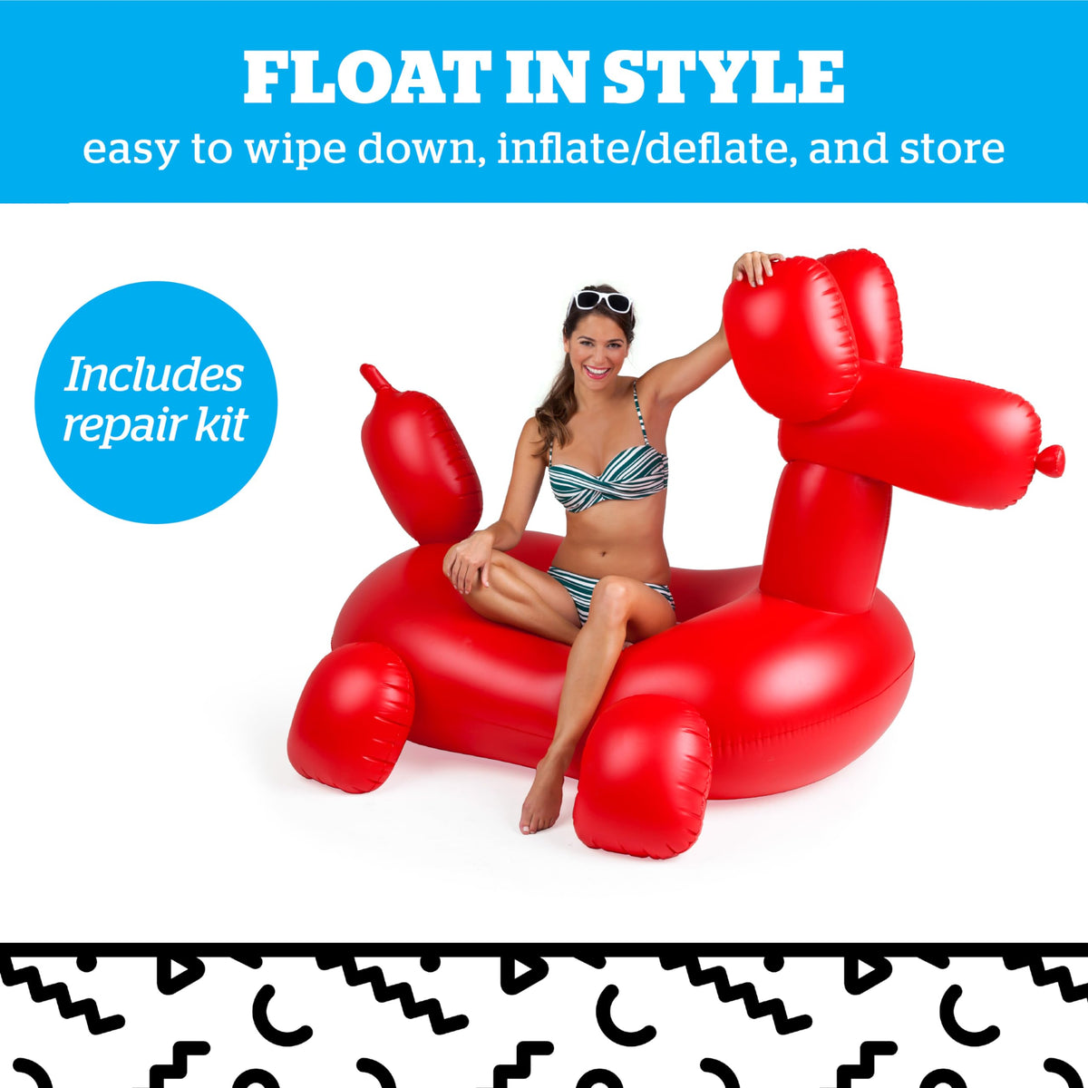 BigMouth Inc balloon animal float with bright color blocks for eye-catching decor.