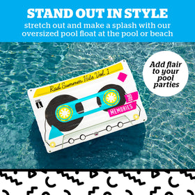 BigMouth Inc giant cassette tape pool float side view shows bold retro design for photo-worthy moments.