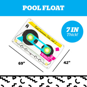 BigMouth Inc giant cassette tape pool float top view highlights vivid retro style and durability.