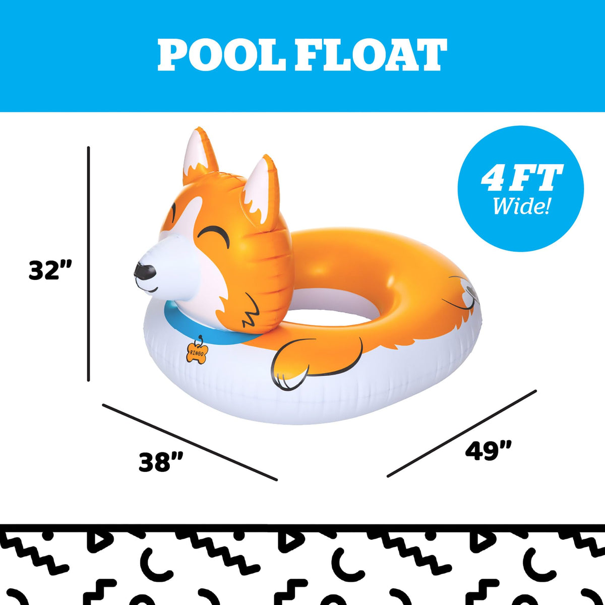 BigMouth Inc Giant Corgi Pool Float durable PVC construction.
