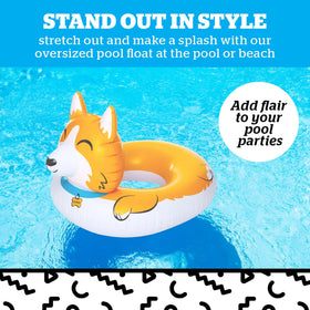 BigMouth Inc Giant Corgi Pool Float front view ideal for lounging.