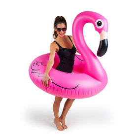 BigMouth Inc giant flamingo pool floatie in pink boosts pool party visibility and fun.