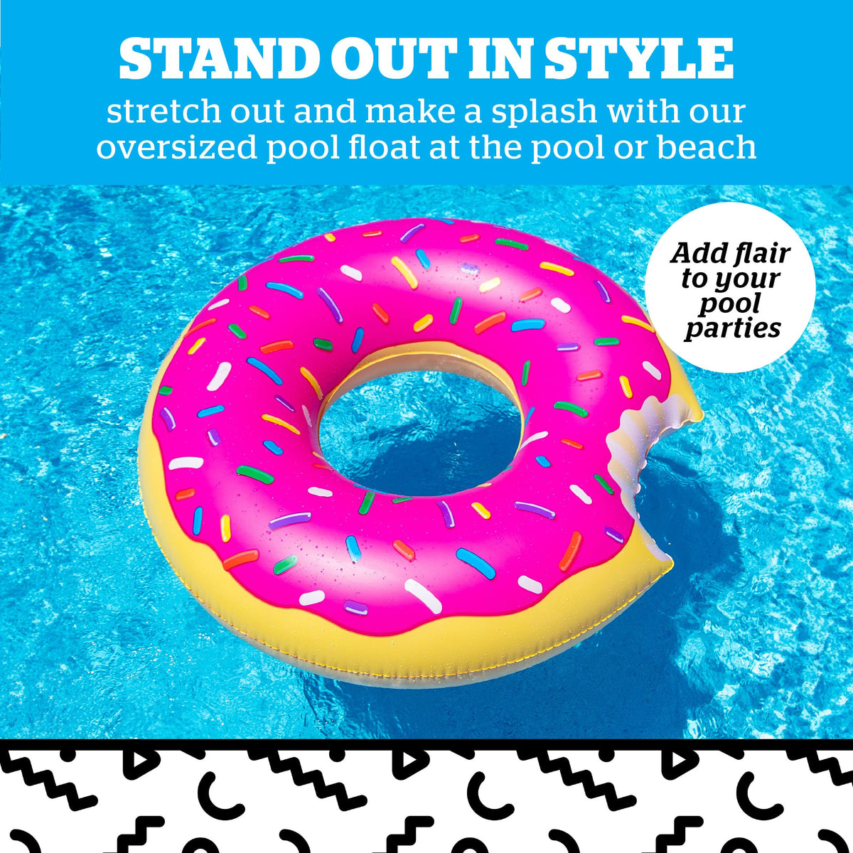 BigMouth Inc inflatable donut swim ring closeup vinyl details ideal for durable float