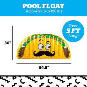 BigMouth Inc. durable vinyl taco float withstands summer fun with resilience.