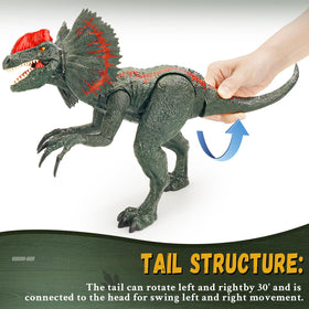 BIGSENYAO Dilophosaurus toy with articulated joints for poseable action.