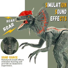 BIGSENYAO Dilophosaurus toy with detachable tail aids head movement control.