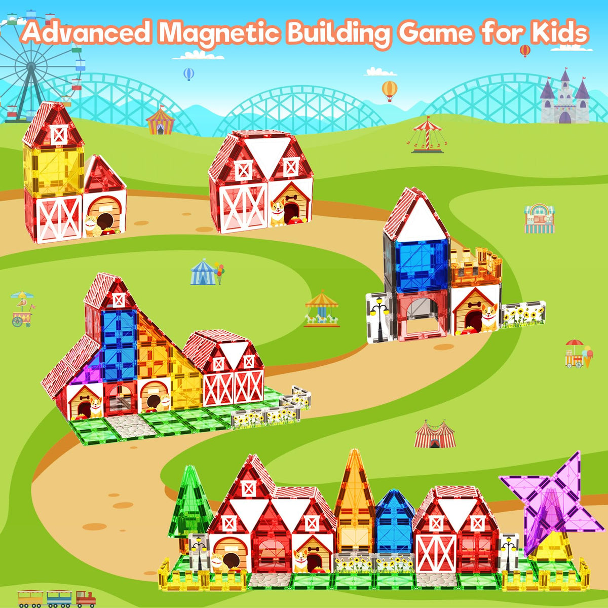 BigShu magnetic tiles animals set – encourages storytelling and cooperative play at home