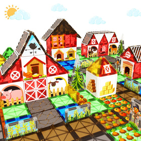 BigShu magnetic tiles farm theme set, colorful farm visuals spark imaginative play