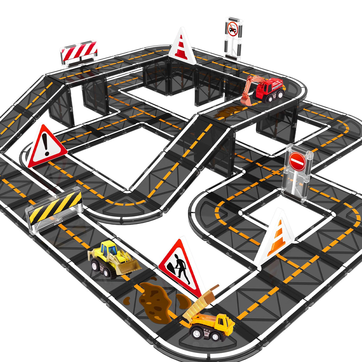 BigShu magnetic road set assembly for creative building.