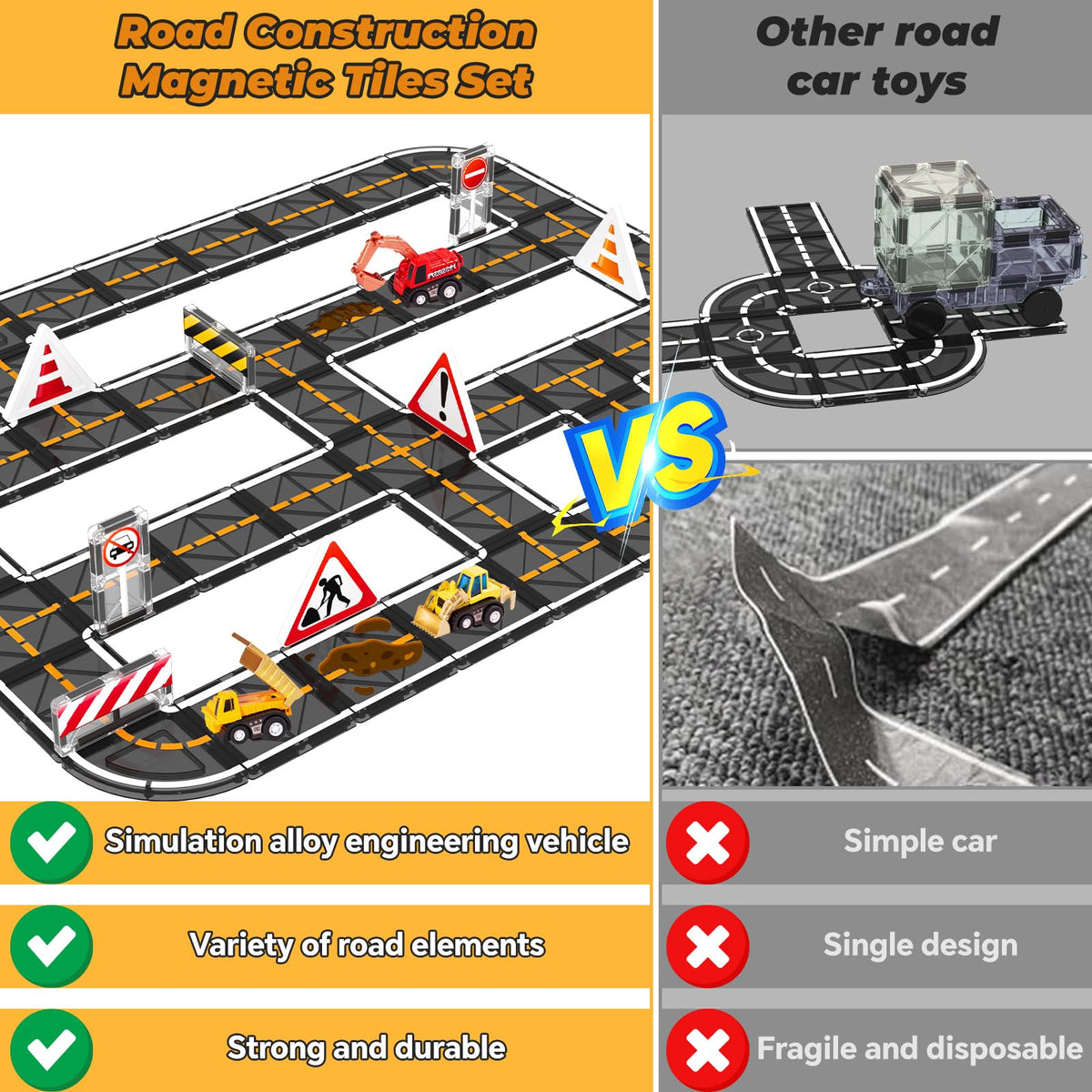 BigShu road tiles and elements enable versatile road play.