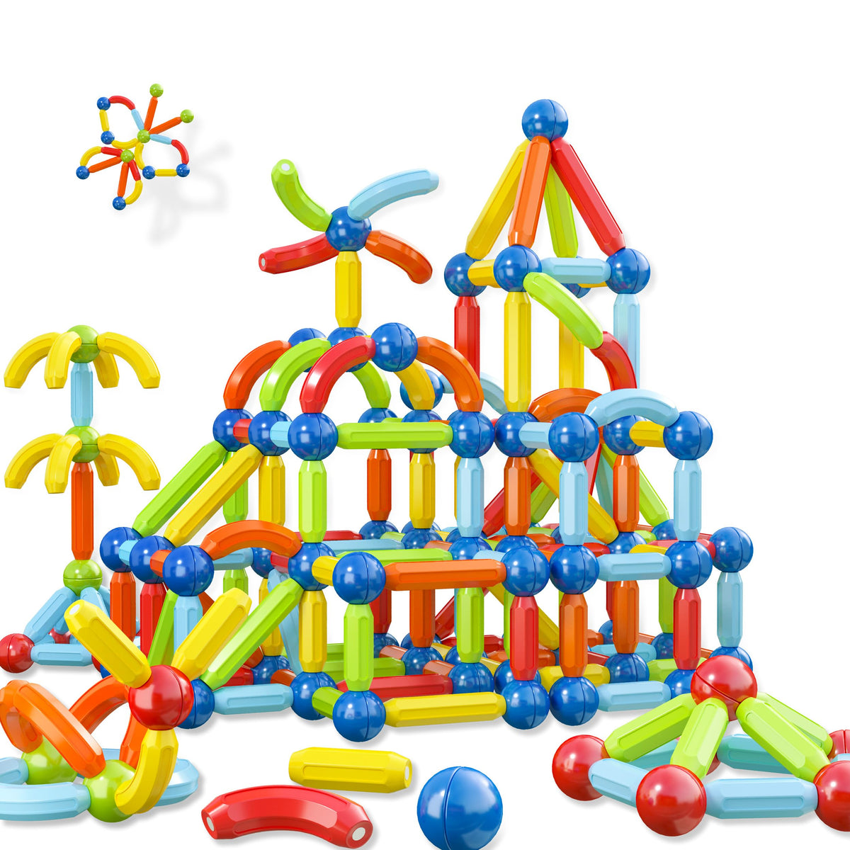 BigShu Toddler Magnetic Blocks Assembly showing 2D to 3D construction for imaginative play