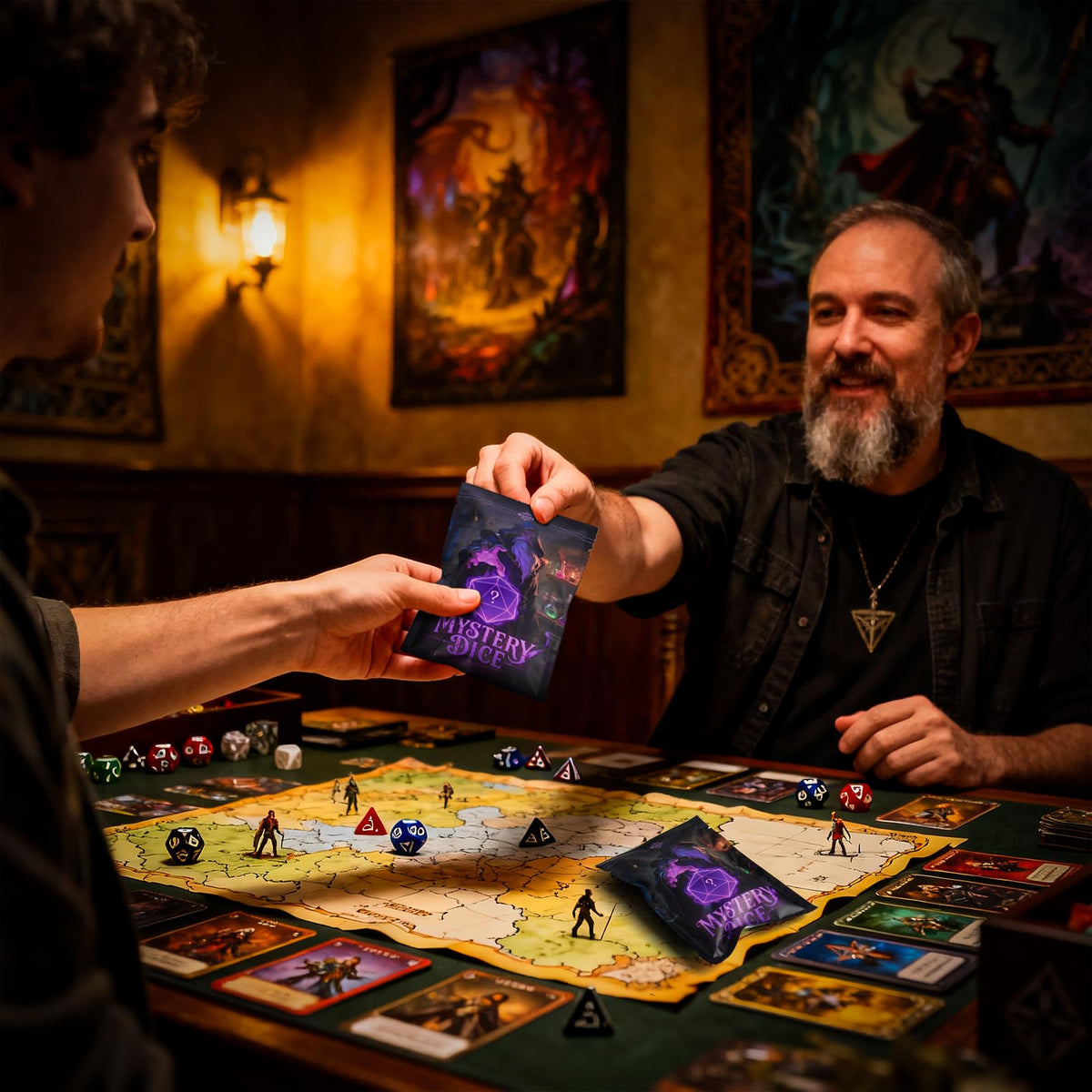 BiiSaa DND dice rolling action—tactile clack and vibrant colors on display.