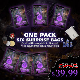 BiiSaa DND mystery dice—seven polyhedral dice per bag for quick sessions.