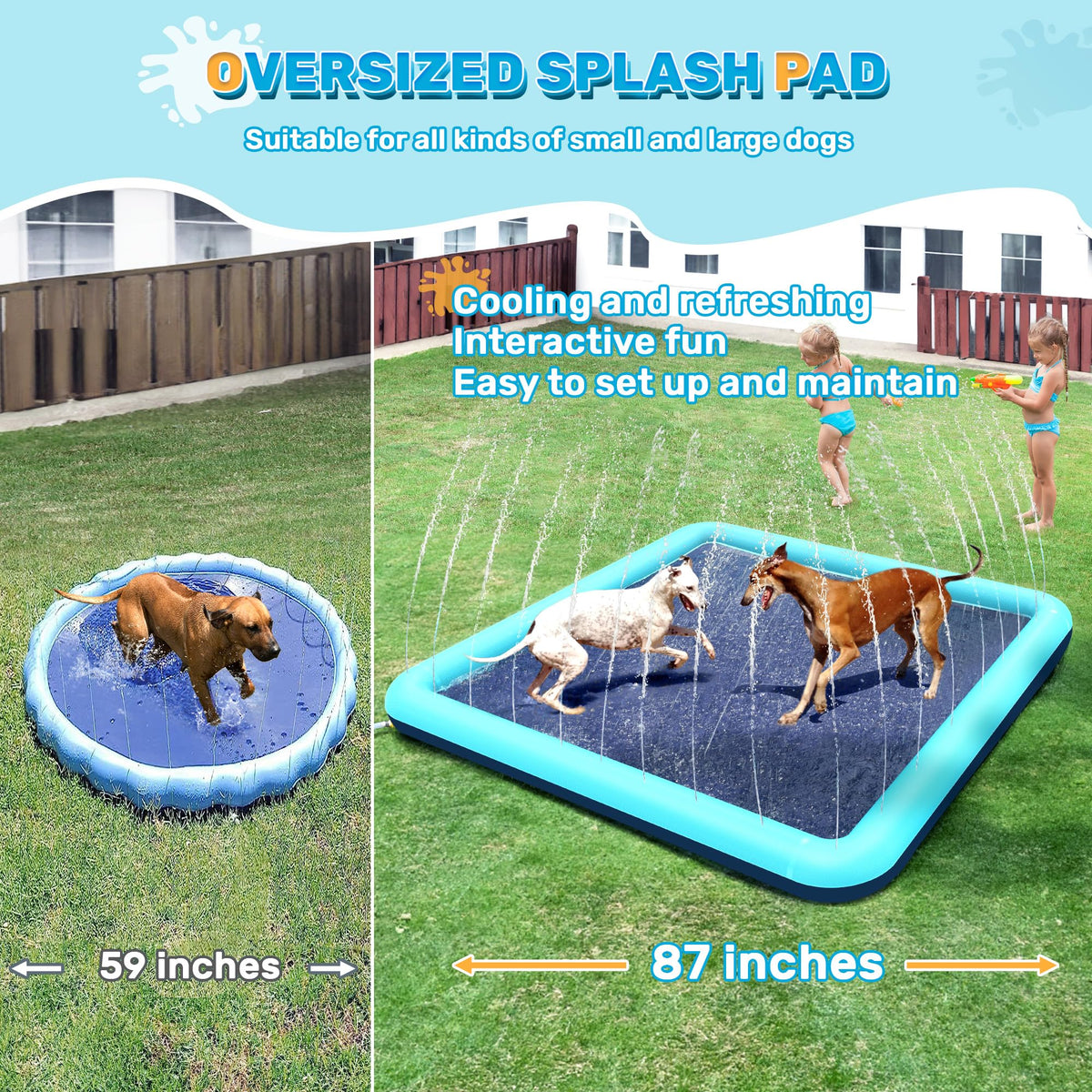 Bilibara splash pad designed for toddlers 1-3 with shallow water fun.