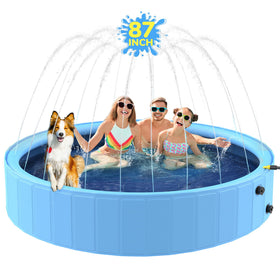 Bilibara 87-inch foldable dog pool cooling dogs in the backyard