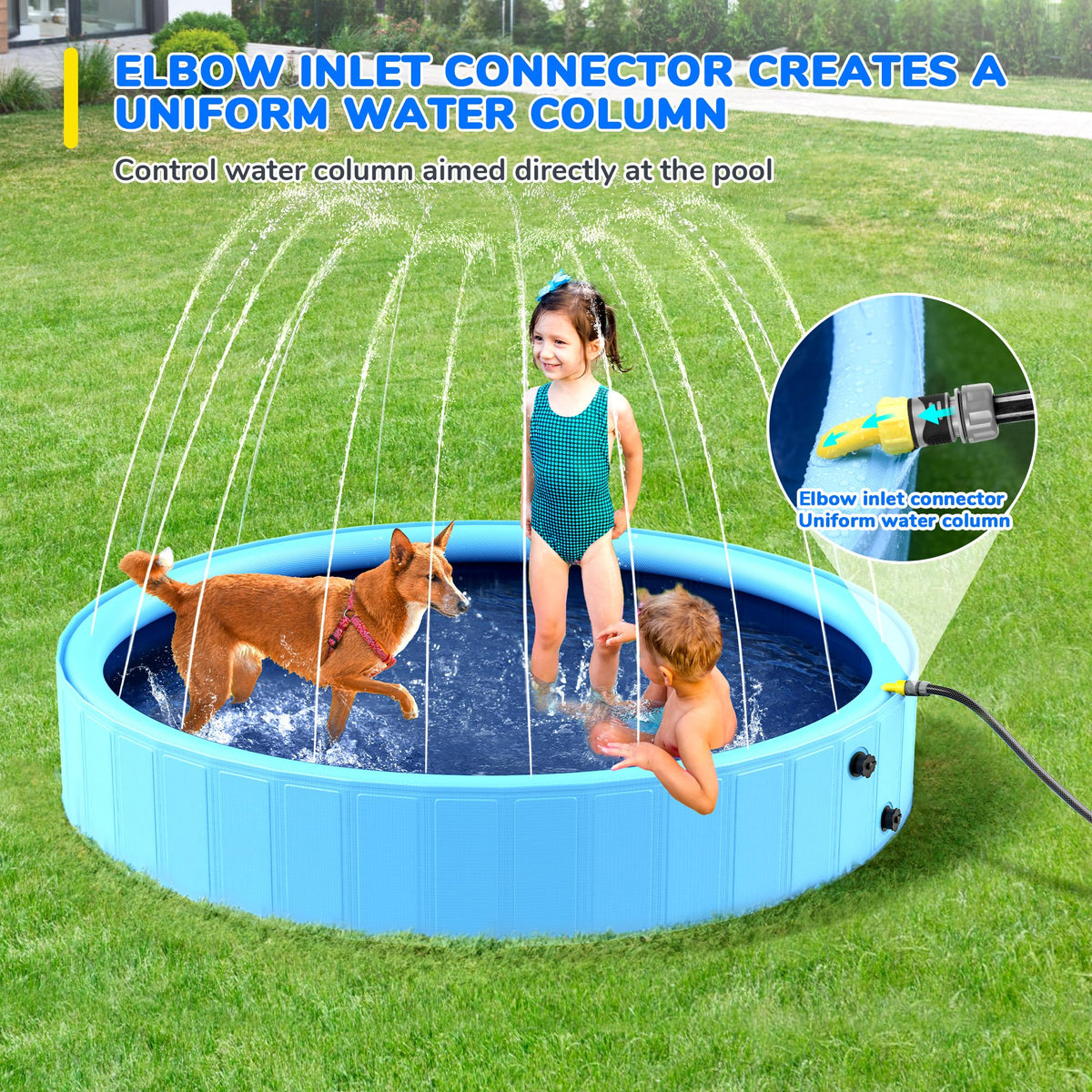 Bilibara elbow inlet design provides stable water pressure for consistent sprinkling.