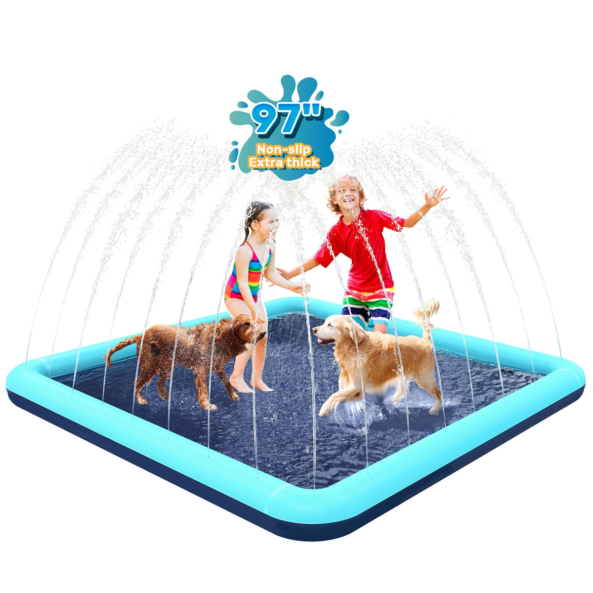 Bilibara splash pad with non-slip surface for safe dog play outdoors