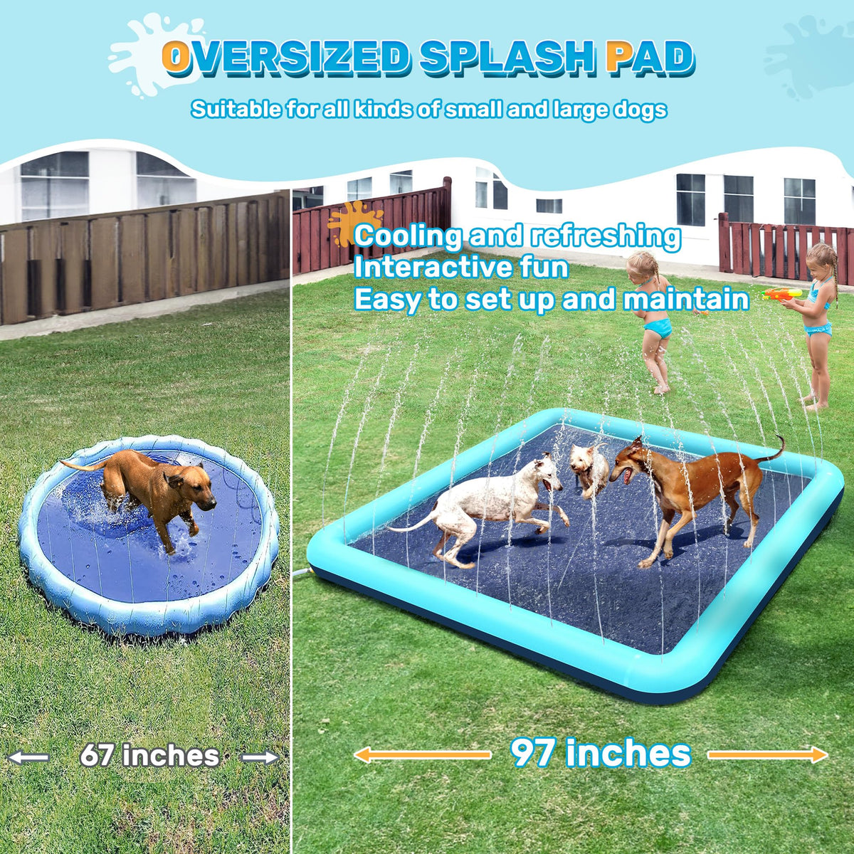 Bilibara splash pad enables dogs and kids to enjoy shallow water play together