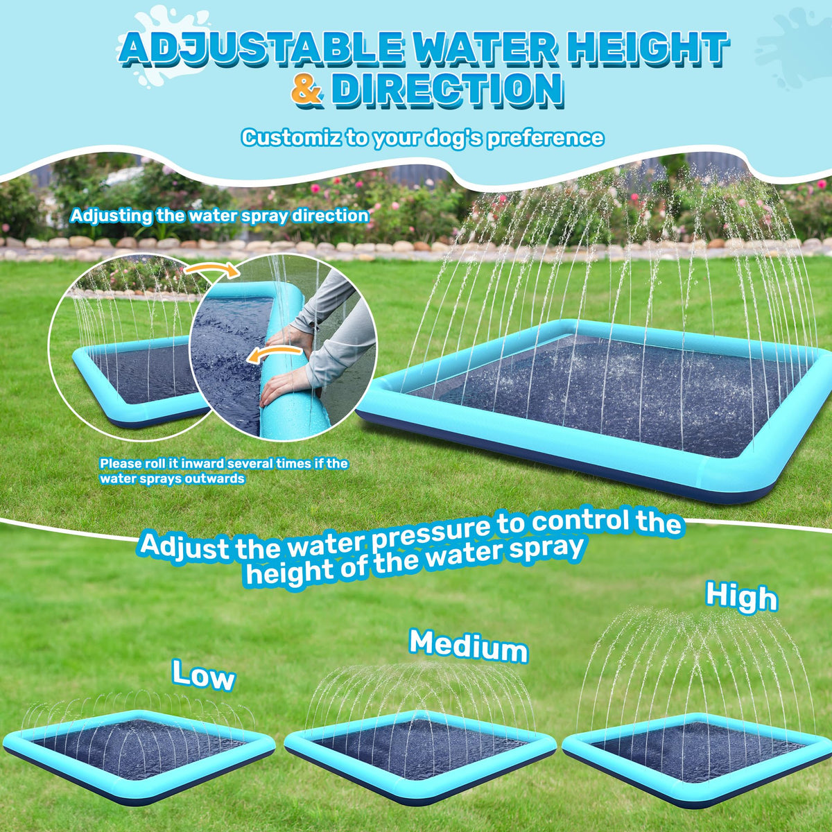 Bilibara splash pad upgraded hose connection reduces leaks for steady flow