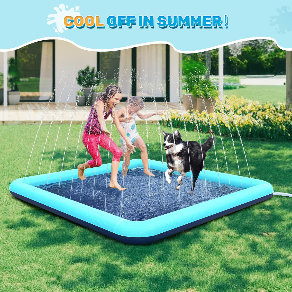 Bilibara splash pad folds flat for easy storage after outdoor use