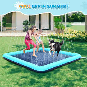 Bilibara splash pad folds flat for easy storage after outdoor use