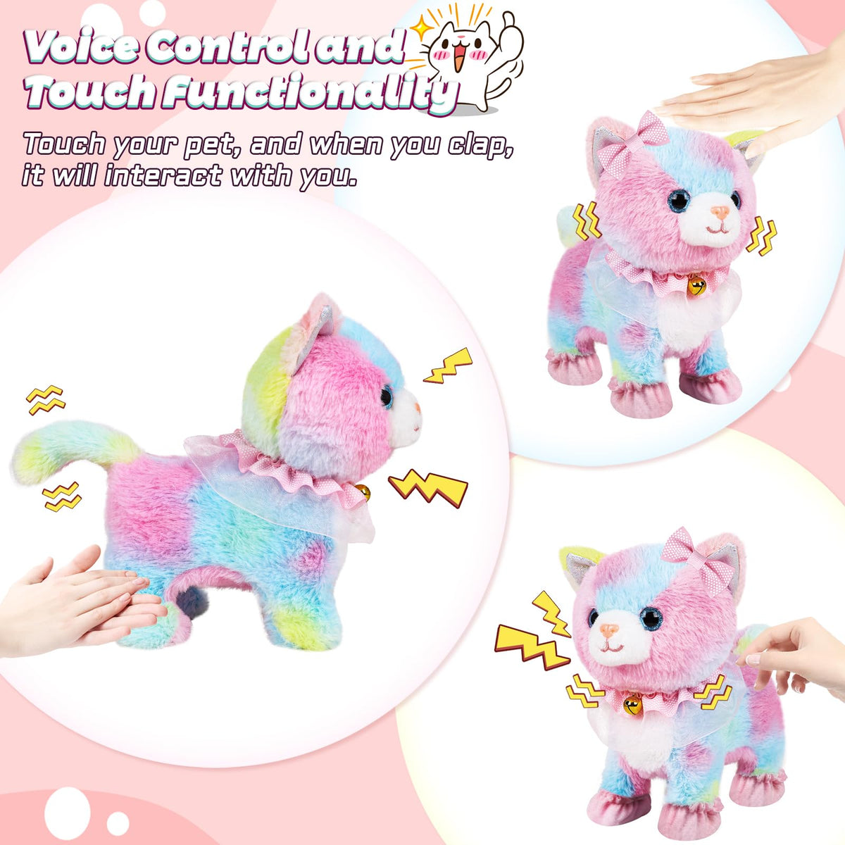 Bilinott Toy Cat head touch meows for interactive storytelling