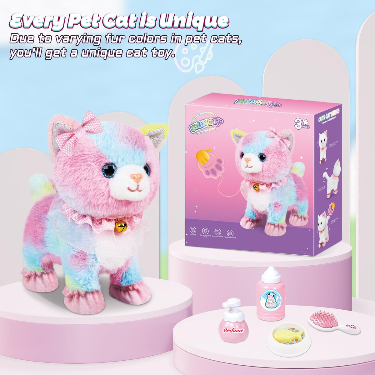 Bilinott Toy Cat tail wag prompts responsive play