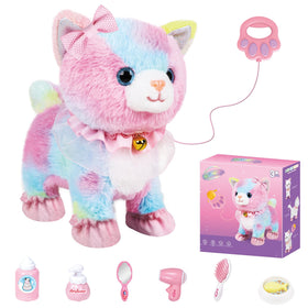 Bilinott Toy Cat walking with leash for imaginative play and movement