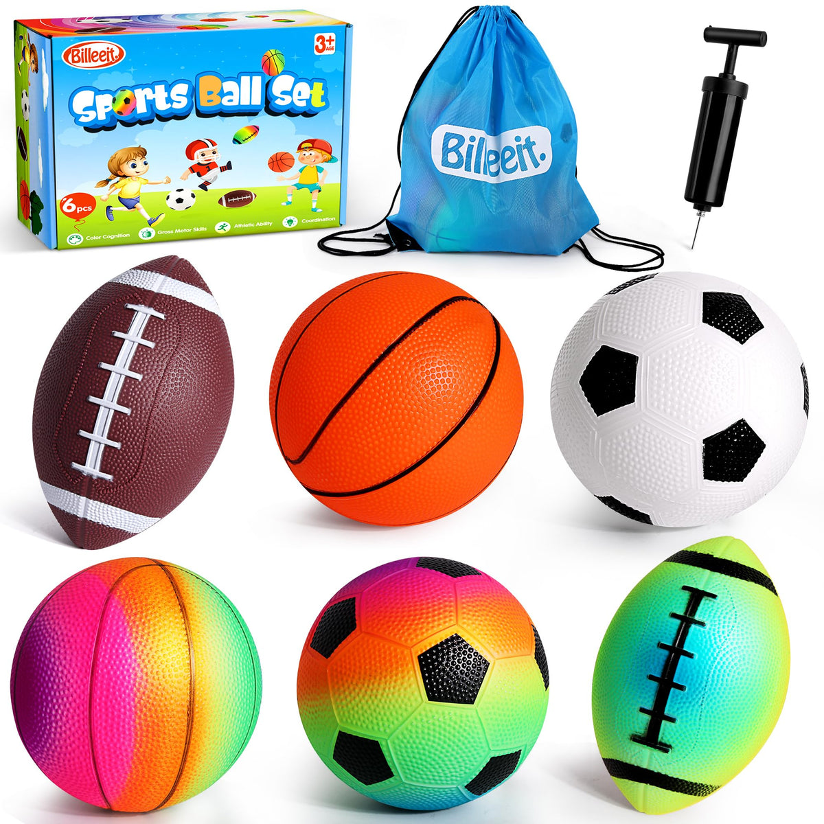 Billeeit toddler footballs in vibrant colors for easy grip during play.