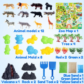 Billeeit Play Sand Kit with molds and tools inspires imaginative habitat building