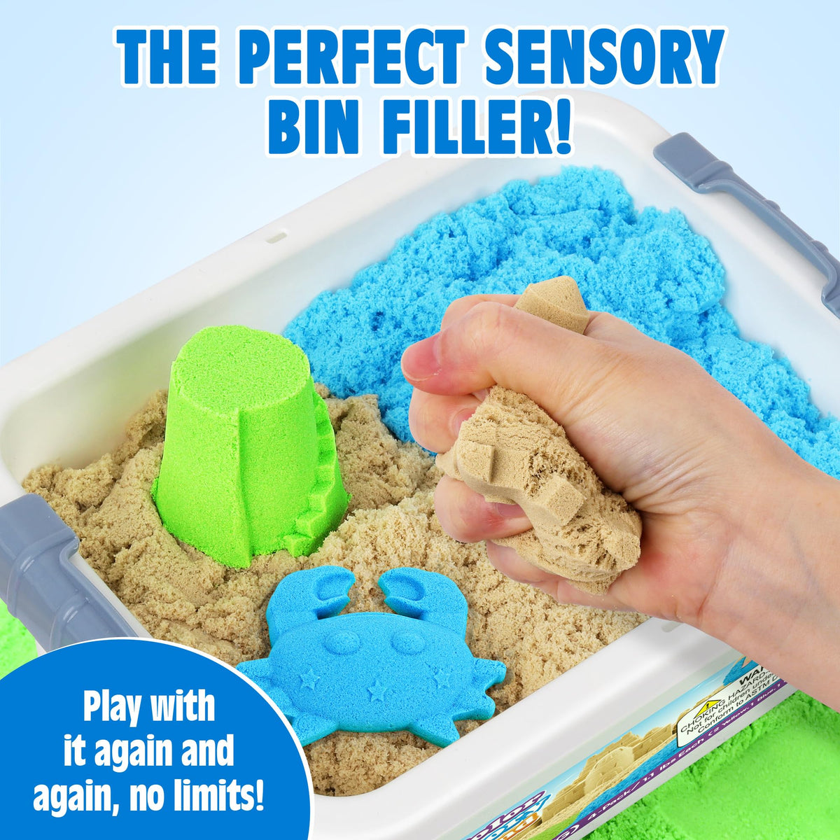 Billeeit sensory sand blue bags support imaginative shaping and tidy storage