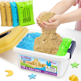 Billeeit sensory sand yellow bags for colorful, moldable play and easy cleanup
