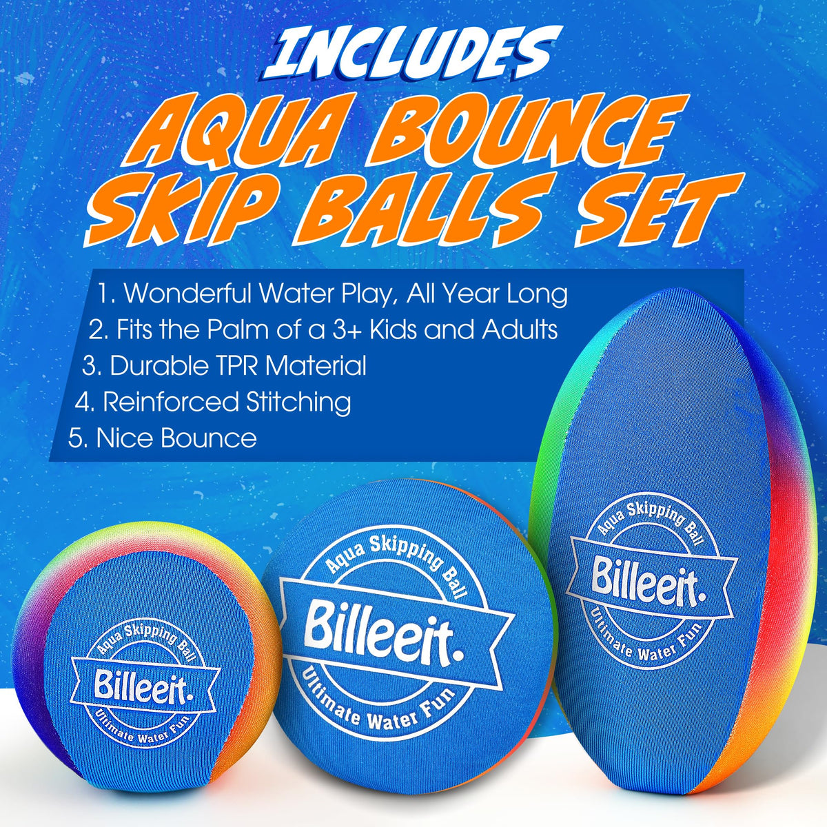 Billeeit water discs in rainbow hues designed for quick tosses and jumps.