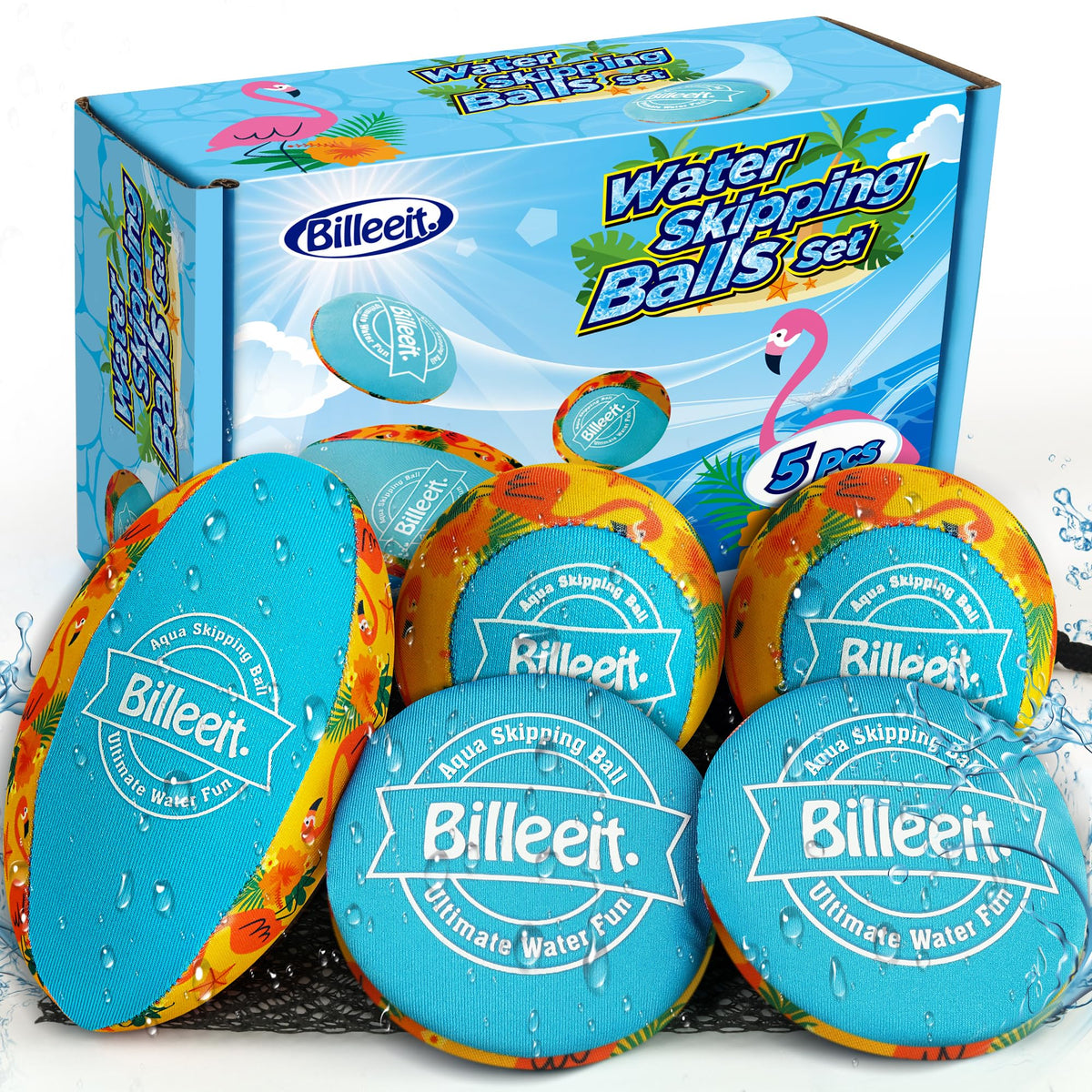 Billeeit water skip ball yellow collection for pool play and endless fun.