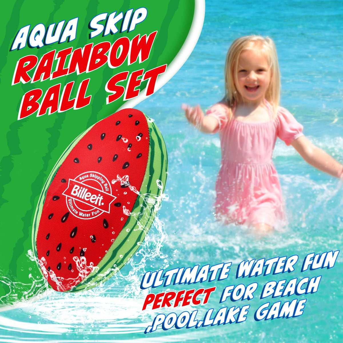 Billeeit water skipping ball red stripe for confident grip and bounce