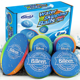 Billeeit water skipping balls set in rainbow colors for pool play and family fun.