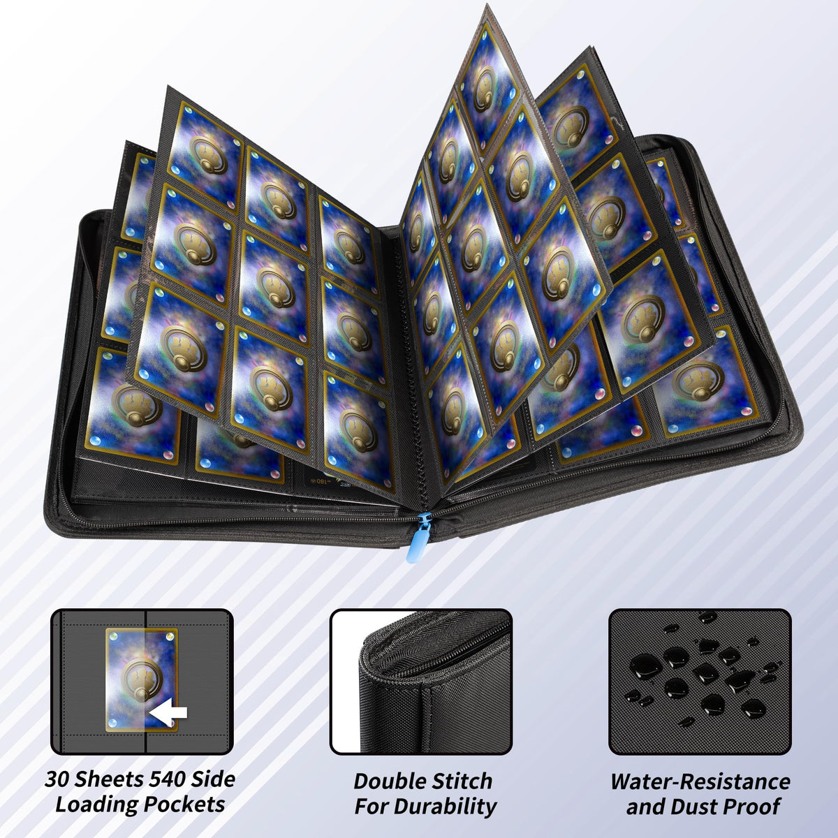 Billeeit binder close-up stitching emphasizes quality and longevity for card collections.