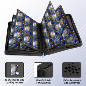 Billeeit binder close-up stitching emphasizes quality and longevity for card collections.
