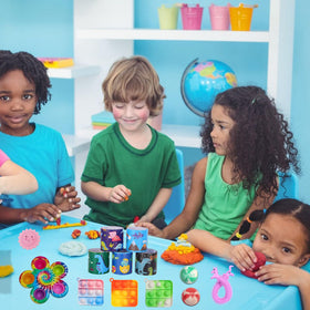 Billfull sticky-hands mochi-squishies provide tactile play to relieve tension.